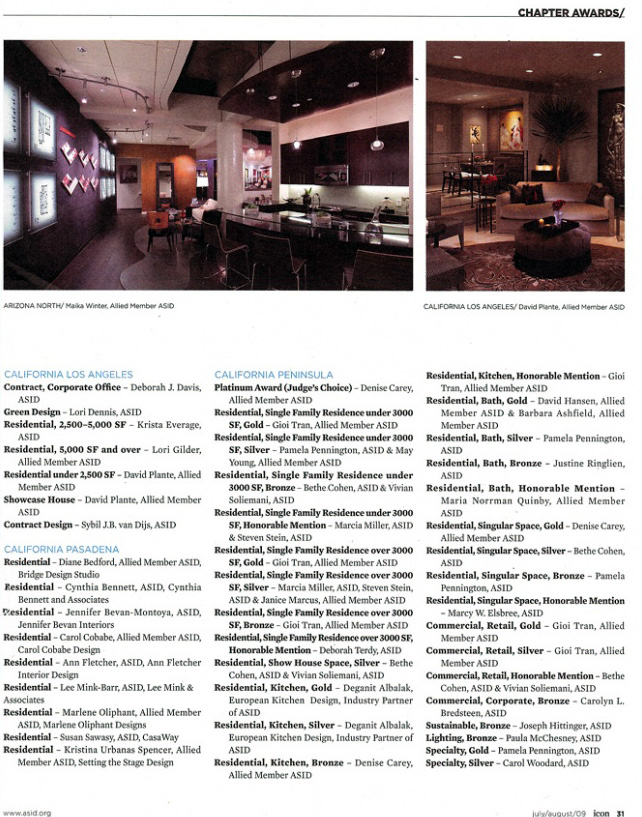 Celebrity Los Angeles Interior Designer Lori Dennis Icon Magazine August, 2009
