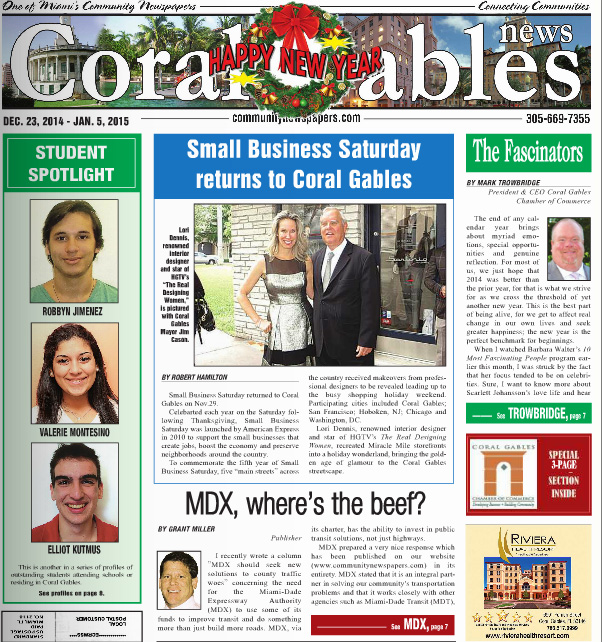 Coral Gable News Small Business Saturday Returns To Coral Gables Celebrity Interior Designer Lori Dennis